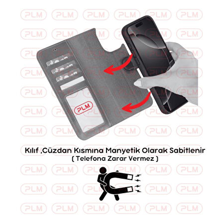 Bouletta Samsung Galaxy S25 Plus uyumlu, Hakiki Deri, El Yapımı, Cüzdanlı Kılıf, Gölgeli Taba