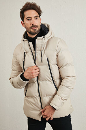 Buratti Kapüşonlu Suya ve Rüzgara Dayanıklı Soğuk Geçirmez Slim Fit Mont Erkek MONT 5717101