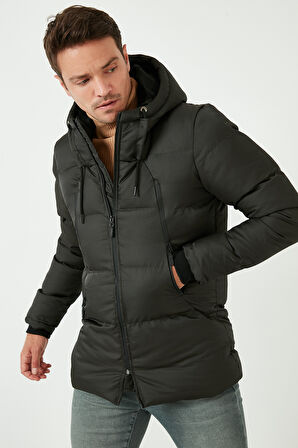 Buratti Kapüşonlu Suya ve Rüzgara Dayanıklı Soğuk Geçirmez Slim Fit Mont Erkek MONT 5717101