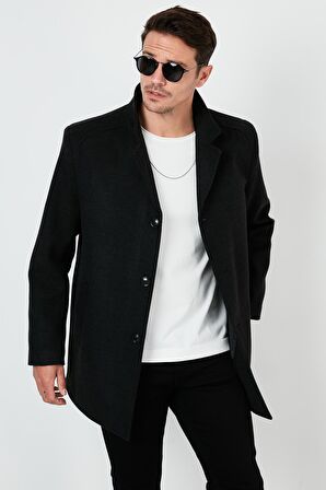 Buratti Çıkarılabilir Kapüşonlu Kırçıllı Slim Fit Kaşe Kaban Erkek KABAN 5841013