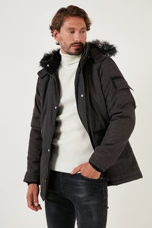 Buratti Peluş Astarlı Suya ve Rüzgara Dayanıklı Soğuk Geçirmez Slim Fit Mont Erkek MONT 5711051