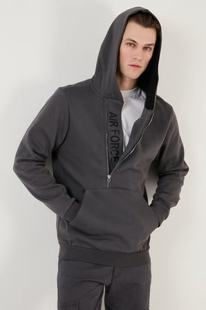 Buratti Pamuklu Slim Fit Kanguru Cepli Fermuar Detaylı Kapüşon Yaka Sweat Erkek SWEAT 575707