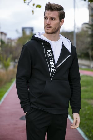 Buratti Pamuklu Slim Fit Kanguru Cepli Fermuar Detaylı Kapüşon Yaka Sweat Erkek SWEAT 575707