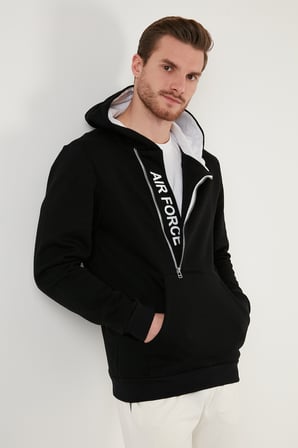 Buratti Pamuklu Slim Fit Kanguru Cepli Fermuar Detaylı Kapüşon Yaka Sweat Erkek SWEAT 575707