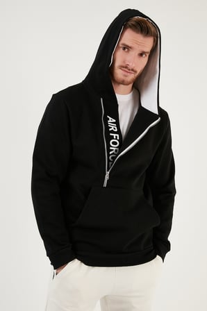 Buratti Pamuklu Slim Fit Kanguru Cepli Fermuar Detaylı Kapüşon Yaka Sweat Erkek SWEAT 575707