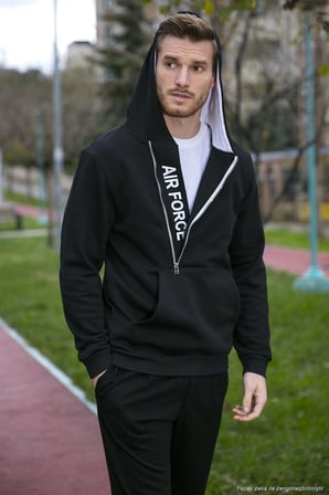 Buratti Pamuklu Slim Fit Kanguru Cepli Fermuar Detaylı Kapüşon Yaka Sweat Erkek SWEAT 575707