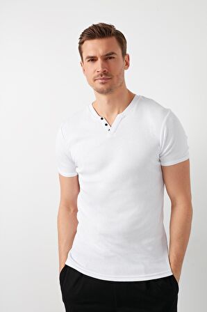 Buratti % 100 Pamuklu V Yaka Slim Fit T Shirt Erkek T SHİRT 5902122