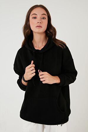 Lela Regular Fit Pamuklu Kapüşonlu Yaka Şardonlu Kışlık Sweat Kadın SWEAT 5863854