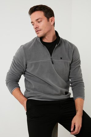 Buratti Slim Fit Anti-Pilling Tüylenme Yapmayan Bato Yaka Kışlık Şardonlu Polar Erkek POLAR 5906001