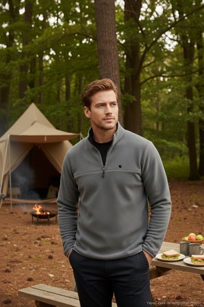 Buratti Slim Fit Anti-Pilling Tüylenme Yapmayan Bato Yaka Kışlık Şardonlu Polar Erkek POLAR 5906001