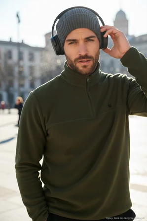 Buratti Slim Fit Anti-Pilling Tüylenme Yapmayan Bato Yaka Kışlık Şardonlu Polar Erkek POLAR 5906001