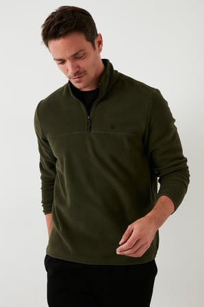 Buratti Slim Fit Anti-Pilling Tüylenme Yapmayan Bato Yaka Kışlık Şardonlu Polar Erkek POLAR 5906001