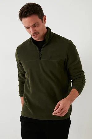 Buratti Slim Fit Anti-Pilling Tüylenme Yapmayan Bato Yaka Kışlık Şardonlu Polar Erkek POLAR 5906001