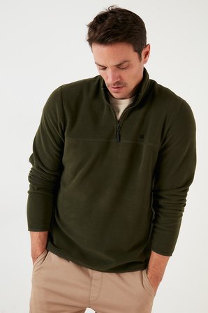 Buratti Slim Fit Anti-Pilling Tüylenme Yapmayan Bato Yaka Kışlık Şardonlu Polar Erkek POLAR 5906001