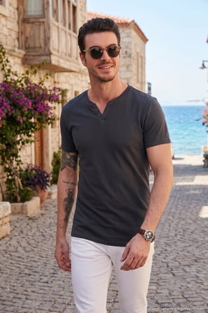Buratti % 100 Pamuklu V Yaka Slim Fit T Shirt Erkek T SHİRT 5902122