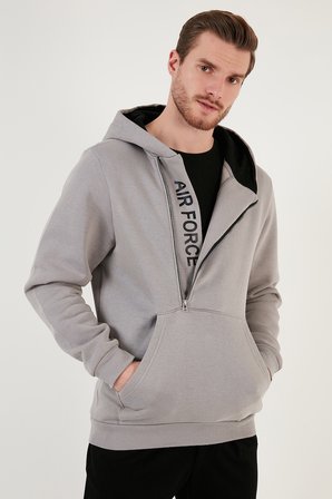 Buratti Pamuklu Slim Fit Kanguru Cepli Fermuar Detaylı Kapüşon Yaka Sweat Erkek SWEAT 575707