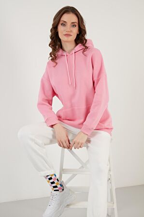 Lela Regular Fit Pamuklu Kapüşonlu Yaka Şardonlu Kışlık Sweat Bayan SWEAT 5863854