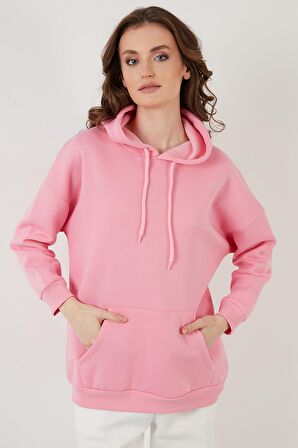 Lela Regular Fit Pamuklu Kapüşonlu Yaka Şardonlu Kışlık Sweat Bayan SWEAT 5863854
