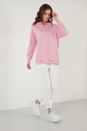 Lela Regular Fit Pamuklu Kapüşonlu Yaka Şardonlu Kışlık Sweat Kadın SWEAT 5863854