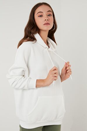 Lela Regular Fit Pamuklu Kapüşonlu Yaka Şardonlu Kışlık Sweat Kadın SWEAT 5863854