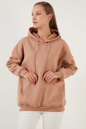Lela Regular Fit Pamuklu Kapüşonlu Yaka Şardonlu Kışlık Sweat Kadın SWEAT 5863854