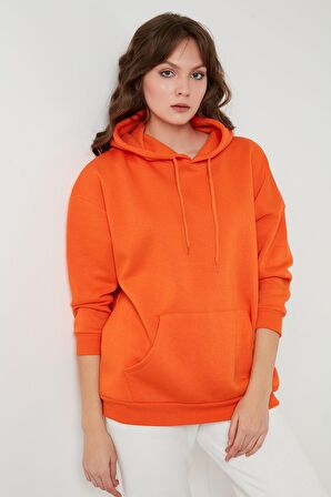 Lela Regular Fit Pamuklu Kapüşonlu Yaka Şardonlu Kışlık Sweat Kadın SWEAT 5863854