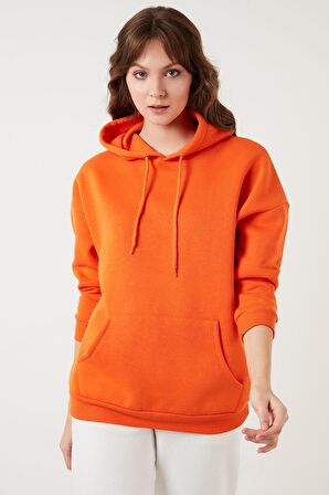 Lela Regular Fit Pamuklu Kapüşonlu Yaka Şardonlu Kışlık Sweat Kadın SWEAT 5863854