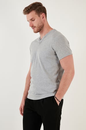 Buratti % 100 Pamuklu V Yaka Slim Fit T Shirt Erkek T SHİRT 5902122