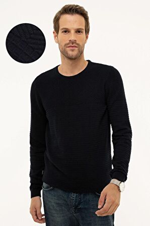 Erkek Koyu Lacivert Slim Fit Triko Kazak G021SZ0TK.000.854021