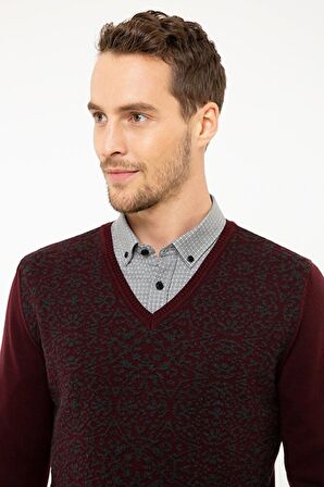 Erkek Bordo Slim Fit Triko Kazak G021GL0TK.000.877889