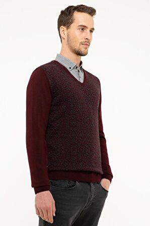 Erkek Bordo Slim Fit Triko Kazak G021GL0TK.000.877889