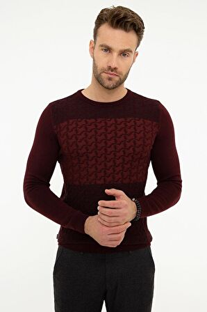 Erkek Bordo Slim Fit Triko Kazak G021GL0TK.000.867335