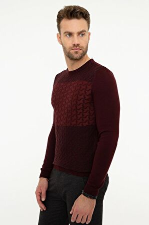 Erkek Bordo Slim Fit Triko Kazak G021GL0TK.000.867335