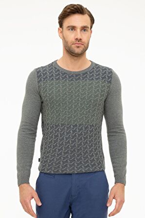 Erkek Gri Melanj Slim Fit Triko Kazak G021GL0TK.000.867335
