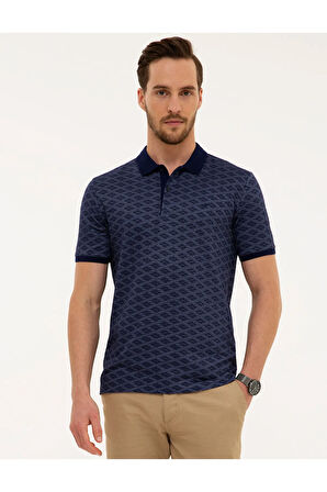 Koyu Lacivert Slim Fit Polo Yaka Tişört 50218617-vr100