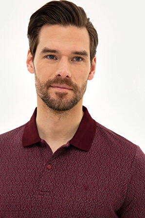 Bordo Slim Fit Polo Yaka T-Shirt