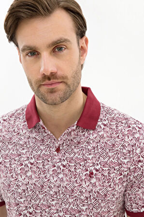 Bordo Slim Fit Polo Yaka T-Shirt