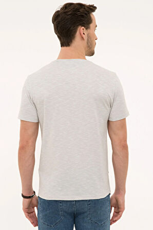 Açık Gri Slim Fit Bisiklet Yaka T-Shirt