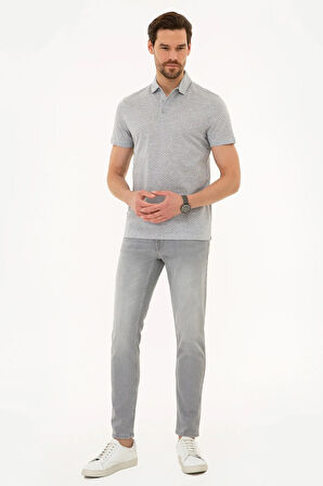 Açık Gri Slim Fit Polo Yaka T-Shirt