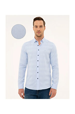 Erkek Açık Mavi Slim Fit Gömlek G021GL004.000.1051872