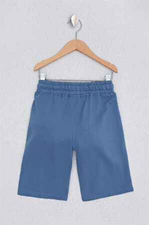 Erkek Çocuk Mavi Örme Şort