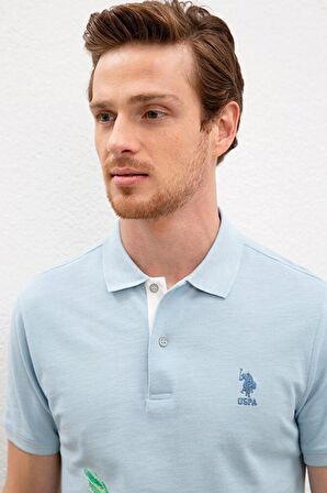 Erkek Açık Indigo Polo Yaka T-shirt
