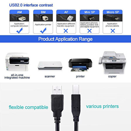 Yazıcı Printer USB Ara Bağlantı Kablosu USB 2.0 Yüksek Hız 5 Metre 4913