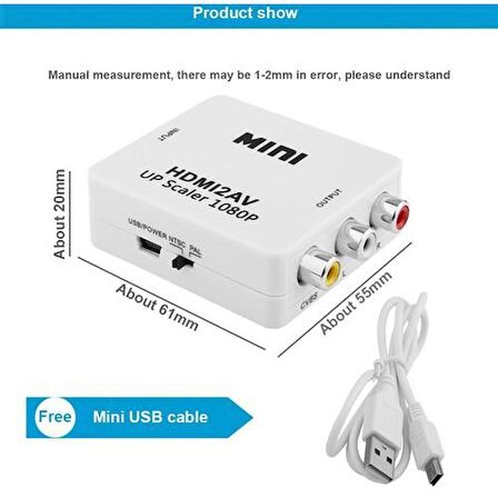 HDMI TO RCA TOS AV ÇEVİRİCİ DÖNÜŞTÜRÜCÜ 4552 CONVERTER TV TÜPLÜ TV SARI AV VİDEO ADAPTOR