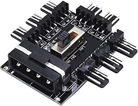 8 Port Fan Çoklayıcı Hub Y PWM Splitter ide Molex Soğutma 3 pin 4 Switch Anahtarlı 4336