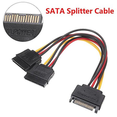 Sata Çoklayıcı 15 Pin 1 Erkek 2 Dişi 2 Port Çoklayıcı Y Splitter Hdd Bağlantı Kablosu 4426