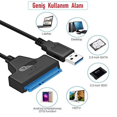 Usb 3.0 Yüksek Hızlı 2.5 İnç SATA SSD ve HDD Harddisk Kablosu