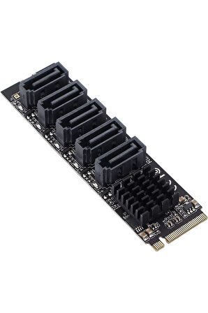 4496 M.2 Nvme Pci-e X4 X8 X16 To Sata 3 5 Port Adaptor Riser Çoklayıcı Kart