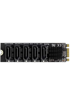 4496 M.2 Nvme Pci-e X4 X8 X16 To Sata 3 5 Port Adaptor Riser Çoklayıcı Kart