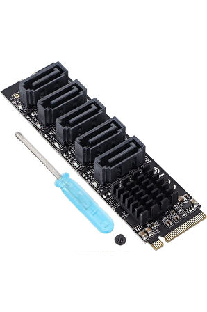 4496 M.2 Nvme Pci-e X4 X8 X16 To Sata 3 5 Port Adaptor Riser Çoklayıcı Kart